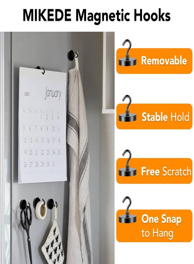MIKEDE Magnetic Hooks, 150LB Super Strong Magnet Hooks Heavy Duty for Cruise Essentials, Black Neodymium Earth Magnets with Hook for Hanging, Magnetic Metal Hanger for Fridge, Toolbox - 4 Pack - Image 3