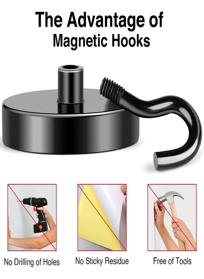 MIKEDE Magnetic Hooks, 150LB Super Strong Magnet Hooks Heavy Duty for Cruise Essentials, Black Neodymium Earth Magnets with Hook for Hanging, Magnetic Metal Hanger for Fridge, Toolbox - 4 Pack - Image 5