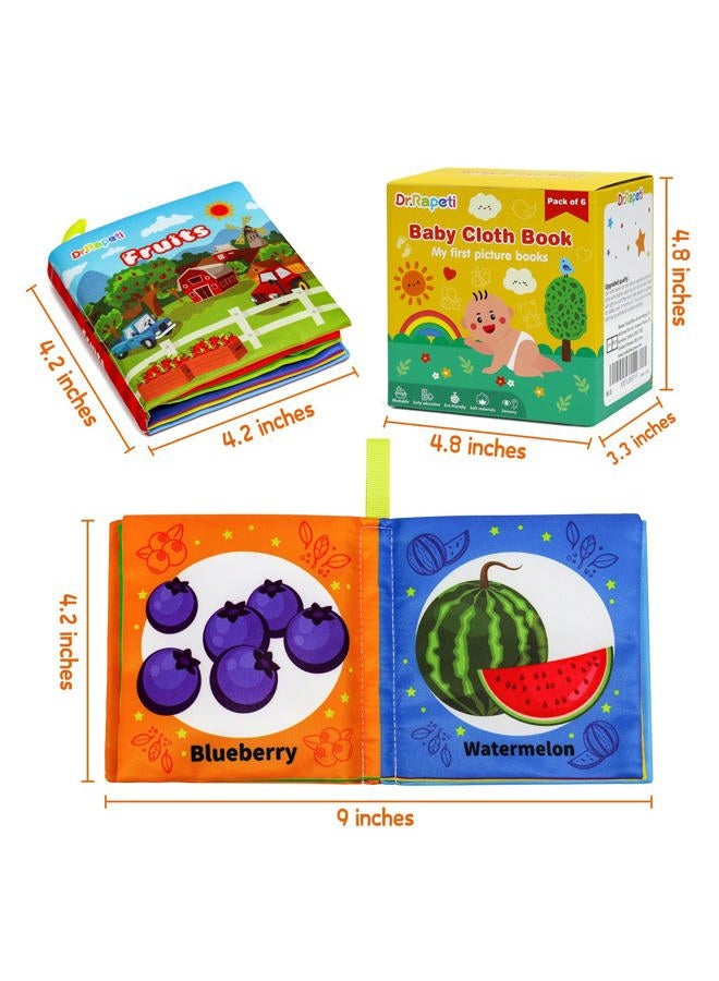 Dr.Rapeti Pack of 6 Fabric Books for Babies, Baby Soft Cloth Book, Baby Educational Toy, Early Learning Toy, Washable Anti Tear Crinkle Bath Book, Early Education Toy (English) - Image 2