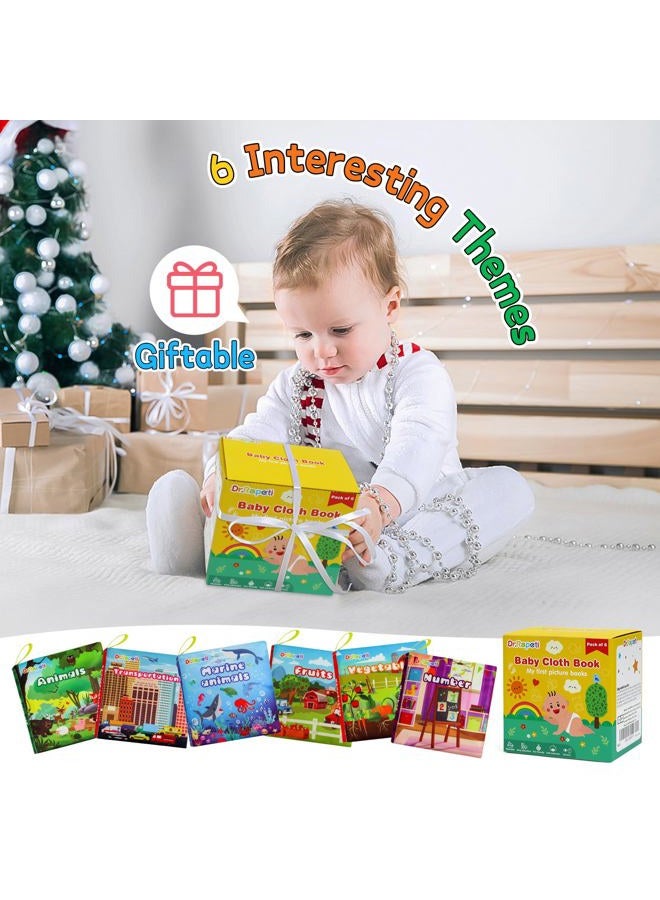 Dr.Rapeti Pack of 6 Fabric Books for Babies, Baby Soft Cloth Book, Baby Educational Toy, Early Learning Toy, Washable Anti Tear Crinkle Bath Book, Early Education Toy (English) - Image 5