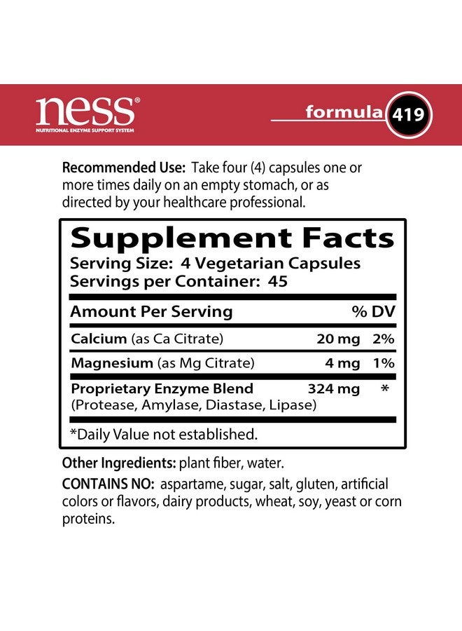 Ness Enzymes Protease w/Cal-Mag #419 180 VegiCaps - Image 2