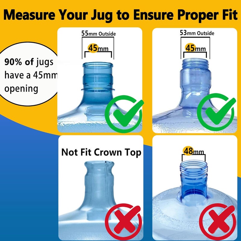 Striludo 3 and 5 Gallon Water Jug Cap Reusable，Food Grade Silicone Replacement Gallon Caps for 55mm Bottle and Water Dispensers，Non-Spill 5 Gal Water Jug Cap Replacement Cover,Patented（5 Pack） - Image 3