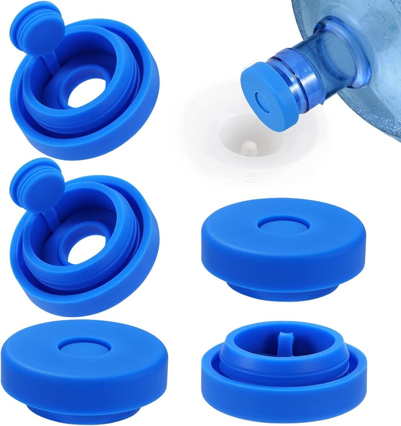 Striludo 3 and 5 Gallon Water Jug Cap Reusable，Food Grade Silicone Replacement Gallon Caps for 55mm Bottle and Water Dispensers，Non-Spill 5 Gal Water Jug Cap Replacement Cover,Patented（5 Pack） - Image 1