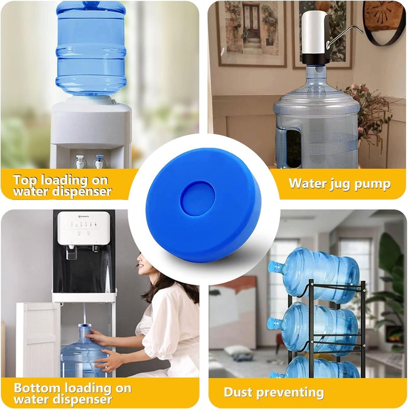 Striludo 3 and 5 Gallon Water Jug Cap Reusable，Food Grade Silicone Replacement Gallon Caps for 55mm Bottle and Water Dispensers，Non-Spill 5 Gal Water Jug Cap Replacement Cover,Patented（5 Pack） - Image 4