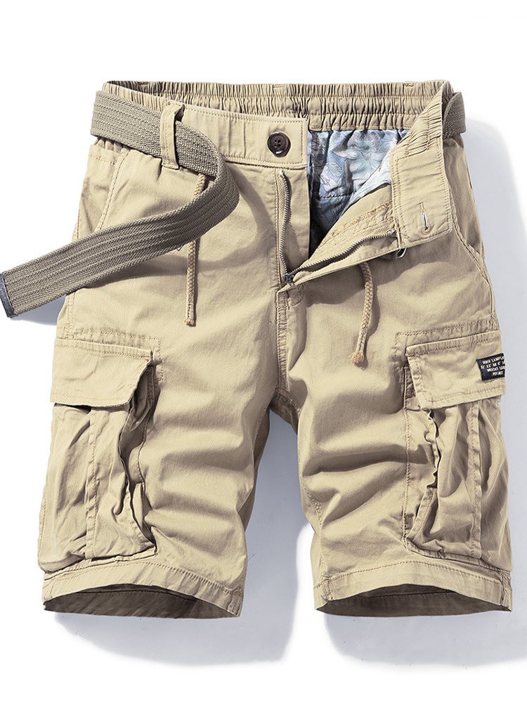 New Retro Japanese Mens Multi-Pocket Cargo Shorts Grey  - Image 4