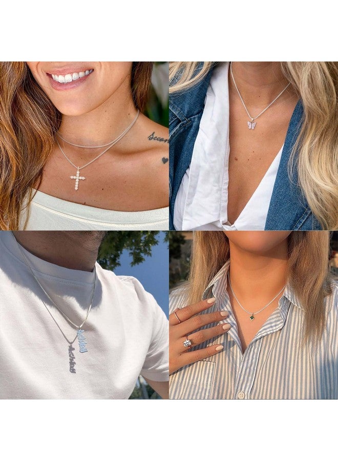 ASHINE Sterling Silver Necklace Sterling Silver Necklace Silver Chain Sterling Silver Necklace for Women Necklace Chains for Jewelry Making (1mm Box Chain Lobster Clasp 18 Inches) - Image 1