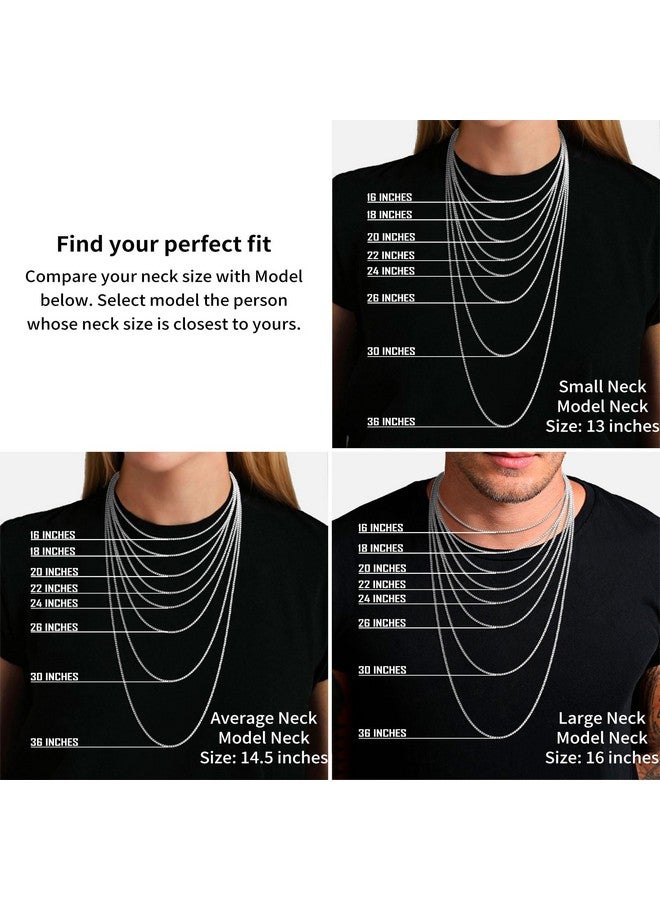 ASHINE Sterling Silver Necklace Sterling Silver Necklace Silver Chain Sterling Silver Necklace for Women Necklace Chains for Jewelry Making (1mm Box Chain Lobster Clasp 18 Inches) - Image 3