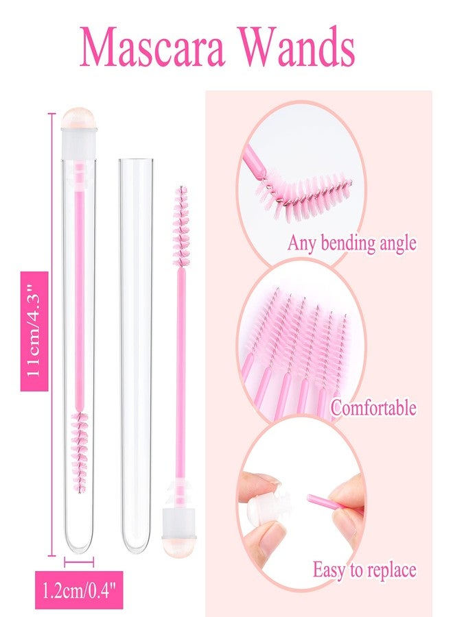 Dming 50pcs Eyelash brush Lash Wand Makeup tool Eyelash Extension supplies Cleaning brush Diamond Mascara sky pink - Image 2