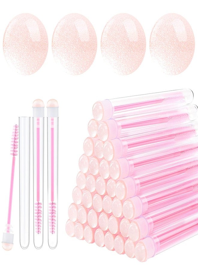 Dming 50pcs Eyelash brush Lash Wand Makeup tool Eyelash Extension supplies Cleaning brush Diamond Mascara sky pink - Image 1