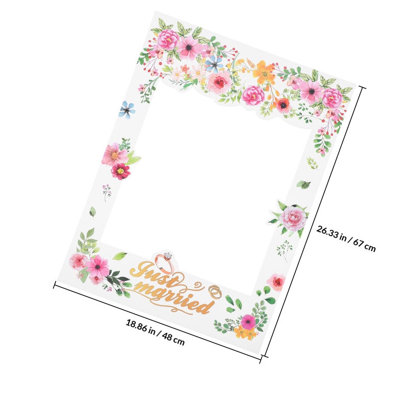 Exquisite Floral Printing Paper Photo Frame Romantic Photo Booth Props Wedding Day Picture Selfie Frame Photography Accessories Supplies for Wedding Party - Image 2