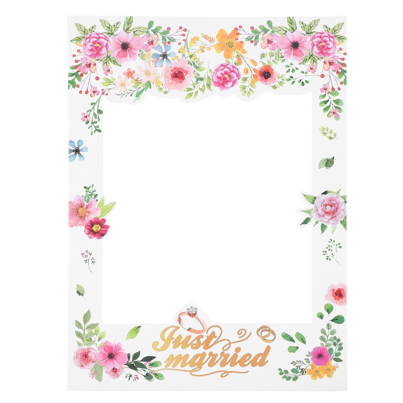 Exquisite Floral Printing Paper Photo Frame Romantic Photo Booth Props Wedding Day Picture Selfie Frame Photography Accessories Supplies for Wedding Party - Image 1