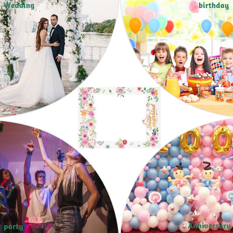 Exquisite Floral Printing Paper Photo Frame Romantic Photo Booth Props Wedding Day Picture Selfie Frame Photography Accessories Supplies for Wedding Party - Image 4