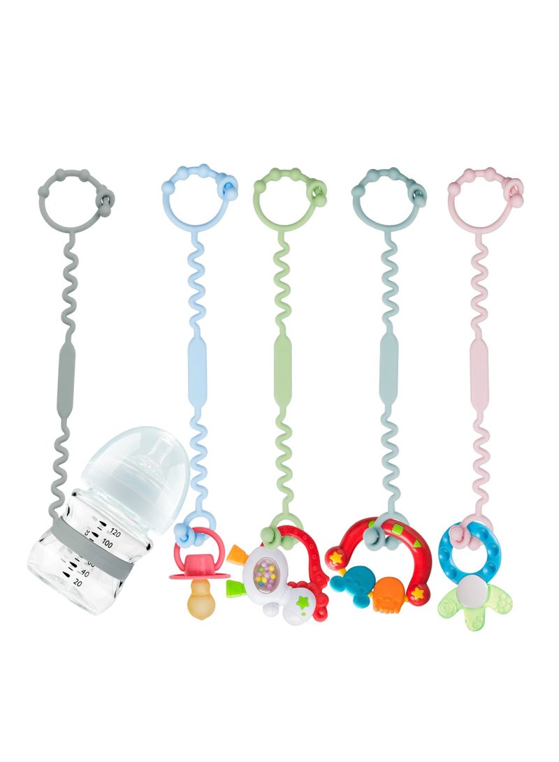 Adjustable Baby Safety Straps - 5 Pack Silicone Holders for Strollers, High Chairs & Car Seats, BPA Free, Perfect for Teething Toys & Pacifiers - Image 1