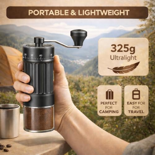 AAshonee® Grindmaster 40 Manual Coffee Grinder | 40 Grind Settings | Ceramic Burr | Portable & Easy Clean | Espresso | French Press | Pour Over | Cold Brew (Black) - Image 5