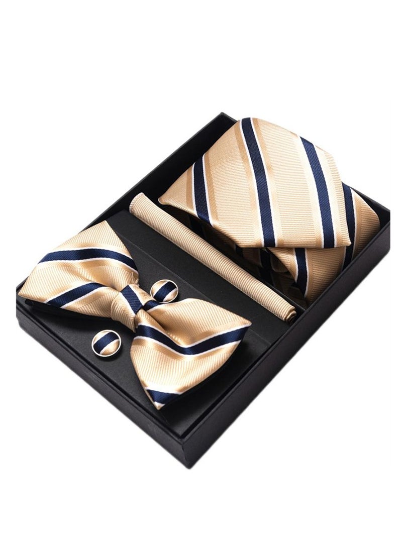 5 pcs high-end tie for men business professional formal tie bow tie cufflinks square scarf fashion accessories gift box  - Image 1