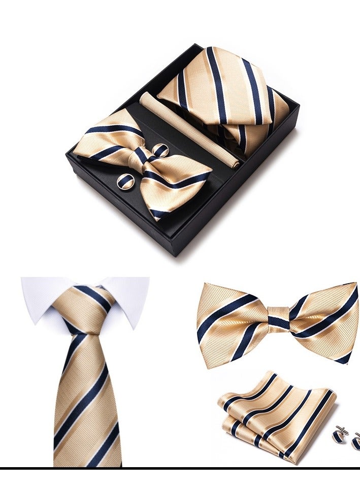 5 pcs high-end tie for men business professional formal tie bow tie cufflinks square scarf fashion accessories gift box  - Image 2
