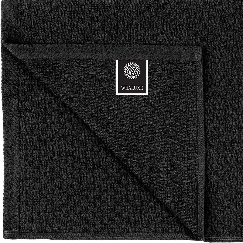 Wealuxe Super Absorbent Kitchen Towels 12 Pack - Premium 100% Cotton Kitchen Towels  450GSM Thick Machine Washable Black Dish Towels for Kitchen Drying  Cleaning  Dobby Weave  Unmatched Quality  - Image 2