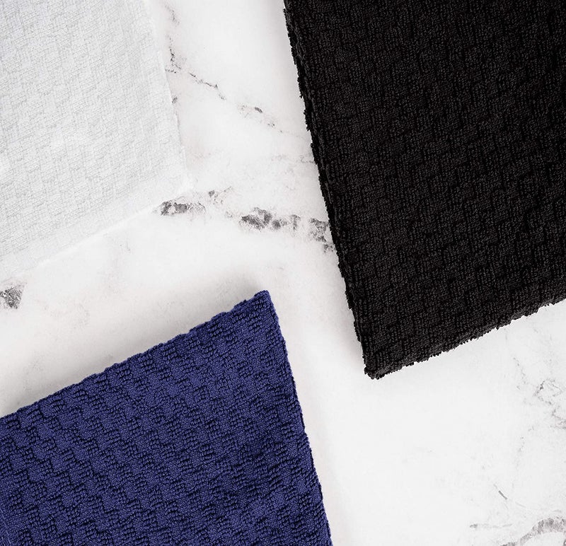 Wealuxe Super Absorbent Kitchen Towels 12 Pack - Premium 100% Cotton Kitchen Towels  450GSM Thick Machine Washable Black Dish Towels for Kitchen Drying  Cleaning  Dobby Weave  Unmatched Quality  - Image 4