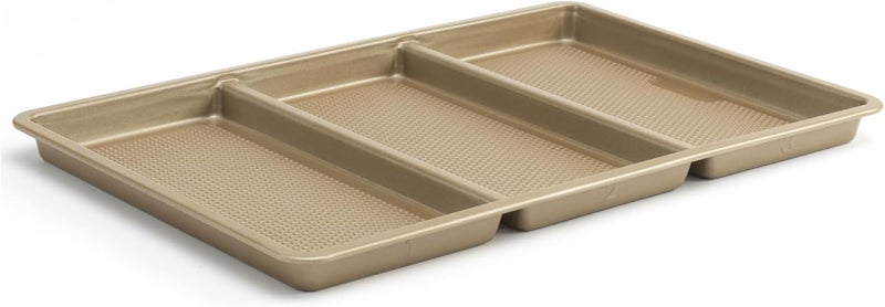 صينية الخبز المقسمة من الفولاذ الكربوني غير اللاصق والمزخرفة من GoodCook Best Bake، مقاس 11 × 17 بوصة، لون برونزي - Image 1