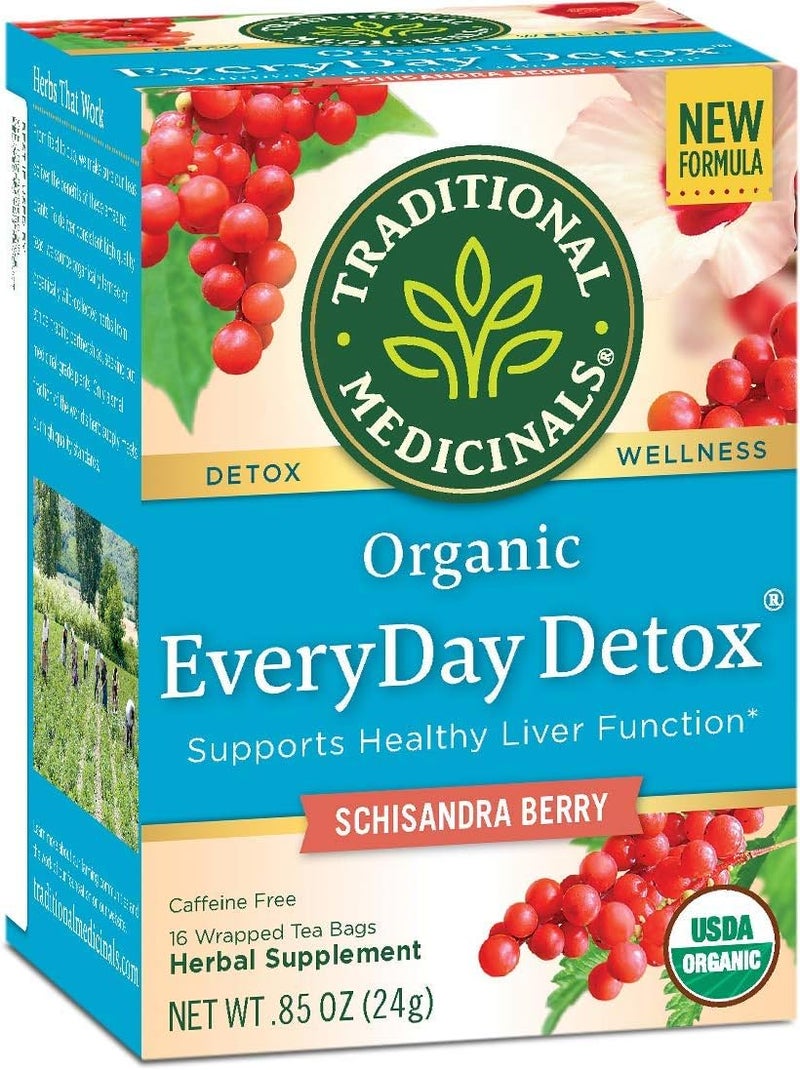 Traditional Medicinals Organic EveryDay Detox Tea with Schisandra Berry - 16 Wrapped Tea Bags for Healthy Liver Function - Image 1