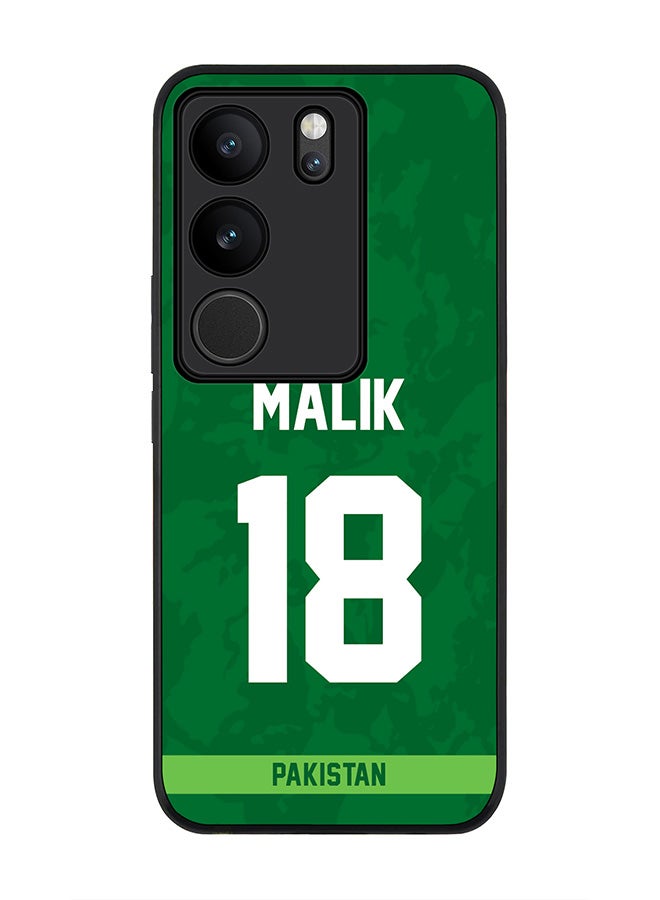 Stylizedd Rugged Black Edge case for Vivo V29 / Vivo V29 Pro / Vivo S17,Slim fit Flexible Cover - Team Pakistan Shoaib Malik, Jersey No 18 - Image 1