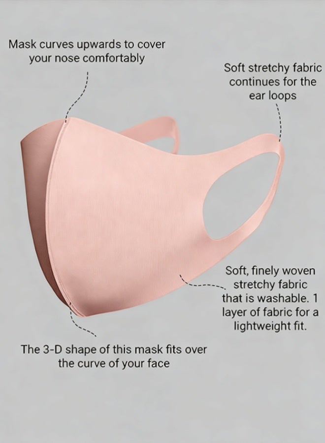 10 Pcs Reusable 3D Contour Face Masks, Soft Skin-Friendly Washable Fabric Mask for Dust, Wind, UV Protection, Breathable Comfortable Face Cover with Ear Loops (Light Brown and Bean Paste Green) - Image 2