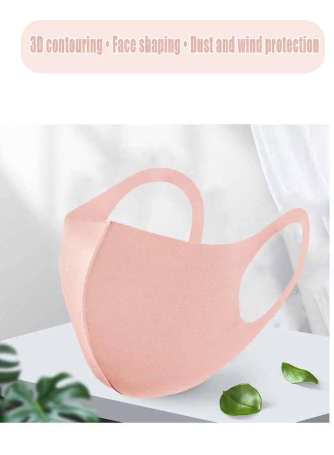 10 Pcs Reusable 3D Contour Face Masks, Soft Skin-Friendly Washable Fabric Mask for Dust, Wind, UV Protection, Breathable Comfortable Face Cover with Ear Loops (Light Brown and Bean Paste Green) - Image 3