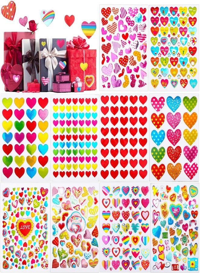 JULMELON 6000 Pieces Love Heart Stickers Glitter Colorful Heart Stickers Craft Scrapbook Envelopes Decorative Heart Stickers Bulk for Valentine's Day Anniversaries Wedding Party Favors - Image 1