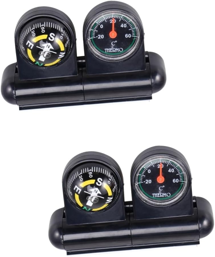 قطعتان مقياس حرارة بوصلة للسيارة ٨٫٩ × ٣ × ٥٫٦ سم تثبيت في لوحة القيادة ملاحة سيارة - Image 1