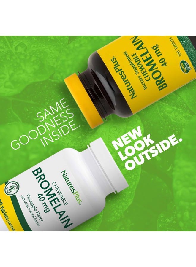 Nature's Plus Natures Plus Chewable Bromelain - 40 mg - Natural Proteolytic Enzyme Supplement - 180 Chewable Tablets (180 Servings) - Image 2