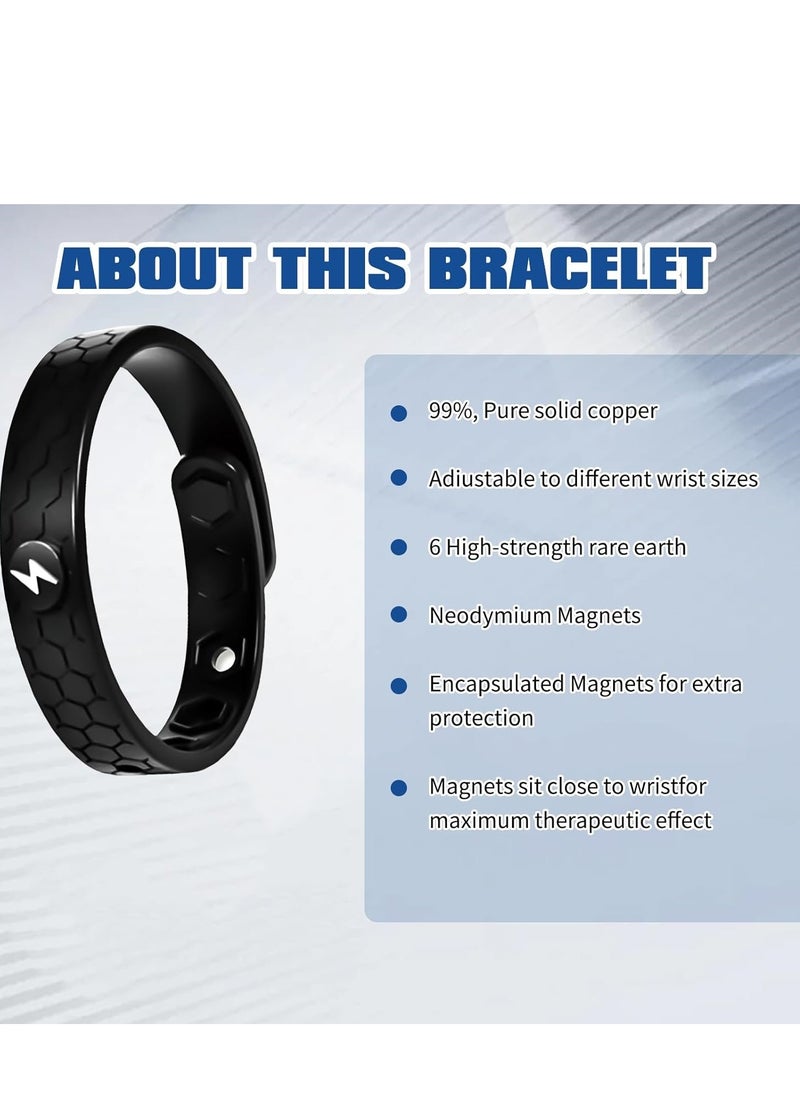 Houkea Men's Magnetic Bracelet, Magnetic Copper Prostate Band, Prostate Bracelet, Prostate Thrust Bracelet, Promotes Blood Circulation (Black)  - Image 2