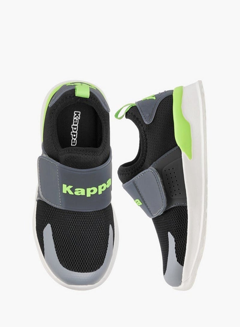 Kappa Boys' Logo Detail Sports Shoes with Hook and Loop Closure - Image 1