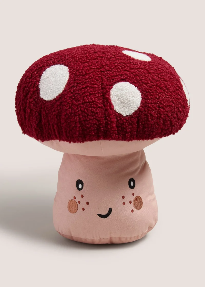 Matalan Smiley Mushroom Shaped Cushion Red