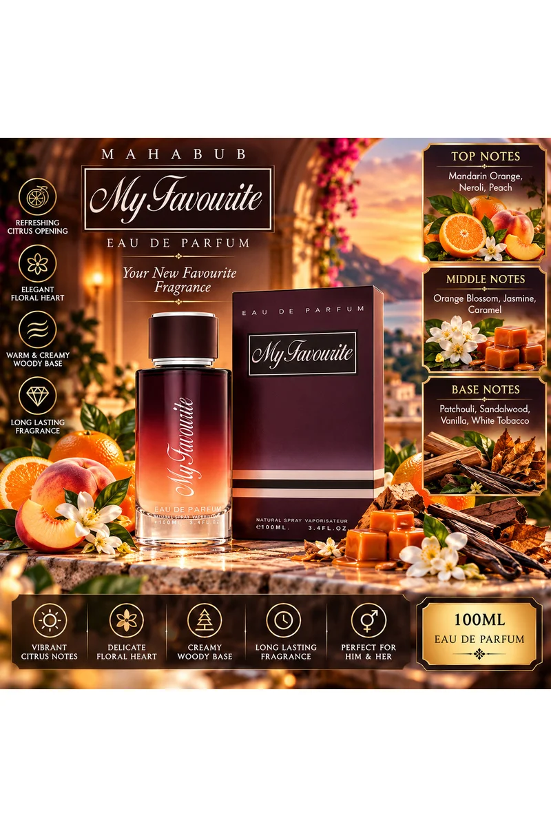 محبوب للعطور My Favourite New Eau De Parfum 100ml | Elegant Citrus, Floral & Woody Fragrance