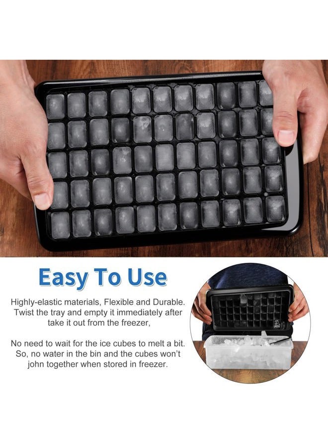 ARTLEO Ice Cube Tray with Lid & Bin for Freezer - 55 Nugget Ice Maker, Cocktail Coffee Mold for Easy Release Small Cubes, Container Scoop, Flexible Durable Plastic, BPA Free (Black). - Image 2