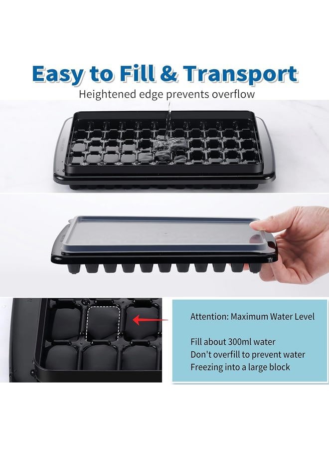ARTLEO Ice Cube Tray with Lid & Bin for Freezer - 55 Nugget Ice Maker, Cocktail Coffee Mold for Easy Release Small Cubes, Container Scoop, Flexible Durable Plastic, BPA Free (Black). - Image 3