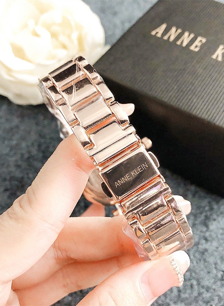 Anne Klein Women's Rose Gold Round Quartz Watch with Rose Gold Stainless Steel Strap - Image 3