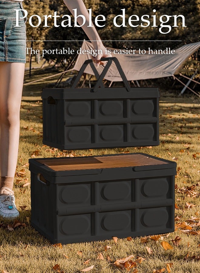 DUNISO Foldable storage box, multifunctional portable plastic box with lid and handle, used for storing clothes, snacks, toys, and books, home office outdoor, 30L, black  - Image 3