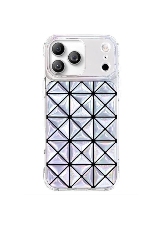 LEVELO iPhone 17 Pro Case Hexa 3D IML With Shock-Resistant Bumper & Raised Bezels For Camera And Screen / Ever-Clear Technology / Modern Geometric Pattern / Impact-Resistant Corners Back Cover - Silver - Image 1