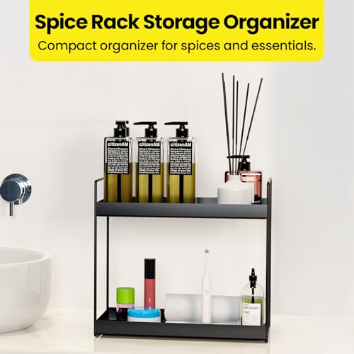 WonderStand NOVA (Black) 2-Tier Countertop Multipurpose Organizer|Tiered Shelf Storage Rack, Counter Top Organiser Storage Shelf for Home Kitchen and Bathroom - Image 4