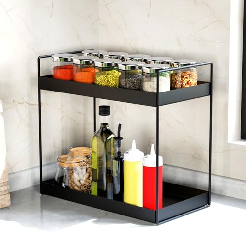 WonderStand NOVA (Black) 2-Tier Countertop Multipurpose Organizer|Tiered Shelf Storage Rack, Counter Top Organiser Storage Shelf for Home Kitchen and Bathroom - Image 1