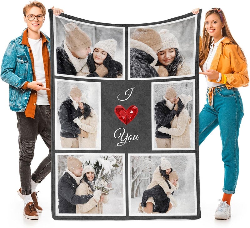 inkArts I Love You Gifts for Couples, Custom Blanket with Photos, Personalized Blankets with Pictures, Photo Blankets Using My Own Photos, Personalised Gifts for Christmas - Image 1