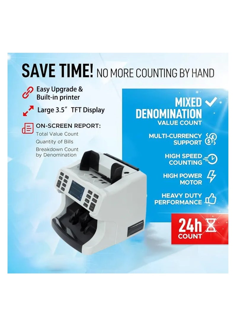 Crony H-8700 High-Speed Smart Bill Counter 1200 Notes/Min Built-in Thermal Printer TFT Display  Banknote Verifiers - Image 2