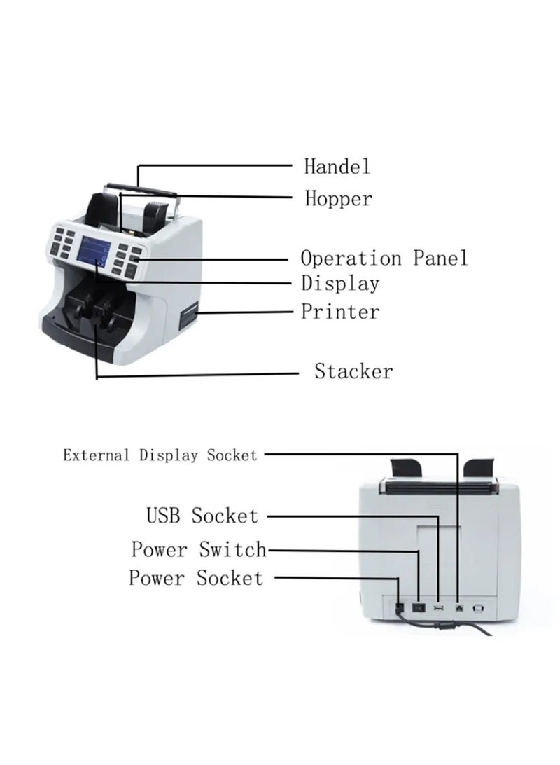 Crony H-8700 High-Speed Smart Bill Counter 1200 Notes/Min Built-in Thermal Printer TFT Display  Banknote Verifiers - Image 3