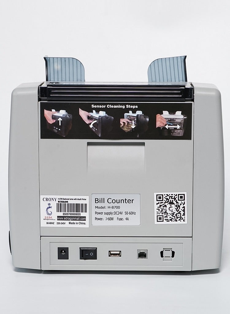 Crony H-8700 High-Speed Smart Bill Counter 1200 Notes/Min Built-in Thermal Printer TFT Display  Banknote Verifiers - Image 5