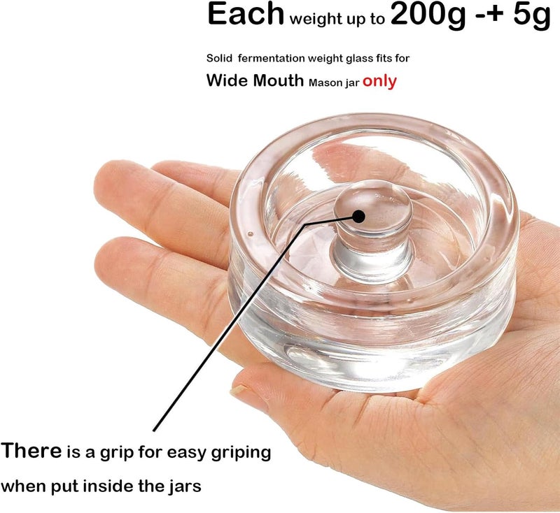 SusuBee 4 Pack 2.7” Fermentation Weight Compatible for Mason Jar Wide Mouth, 200g Glass Fermenting Weights for Canning Jars Supplies - Image 3