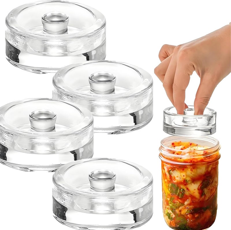 SusuBee 4 Pack 2.7” Fermentation Weight Compatible for Mason Jar Wide Mouth, 200g Glass Fermenting Weights for Canning Jars Supplies - Image 1