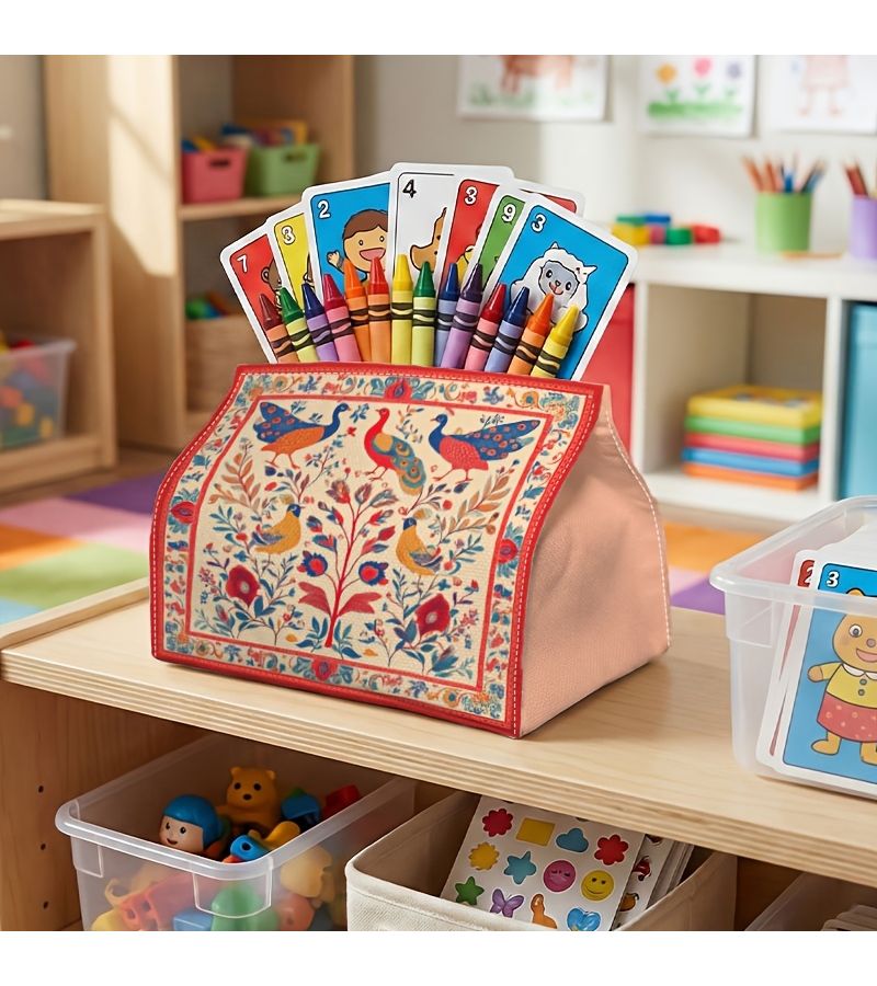 Vibrant Bird Floral Tissue Box Decorative Storage 18x11x13cm for Home Kitchen Living Room - Image 5