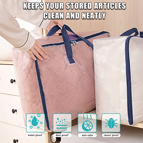 Ineetatu Clear Storage Bags with Zipper, 75L Extra Large Capacity - Closet, Underbed Storage Organizer for Clothes, Bedding, Comforter, Toys, Pillow & Blanket, 3 Pack - Image 3