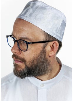 İhvan Online Topbaş Embroidery Patterned Pattern Fabric Skullcap White  - Image 1